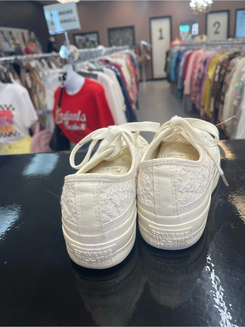 Converse Women's Cream Lace Low-Top Platform Sneakers